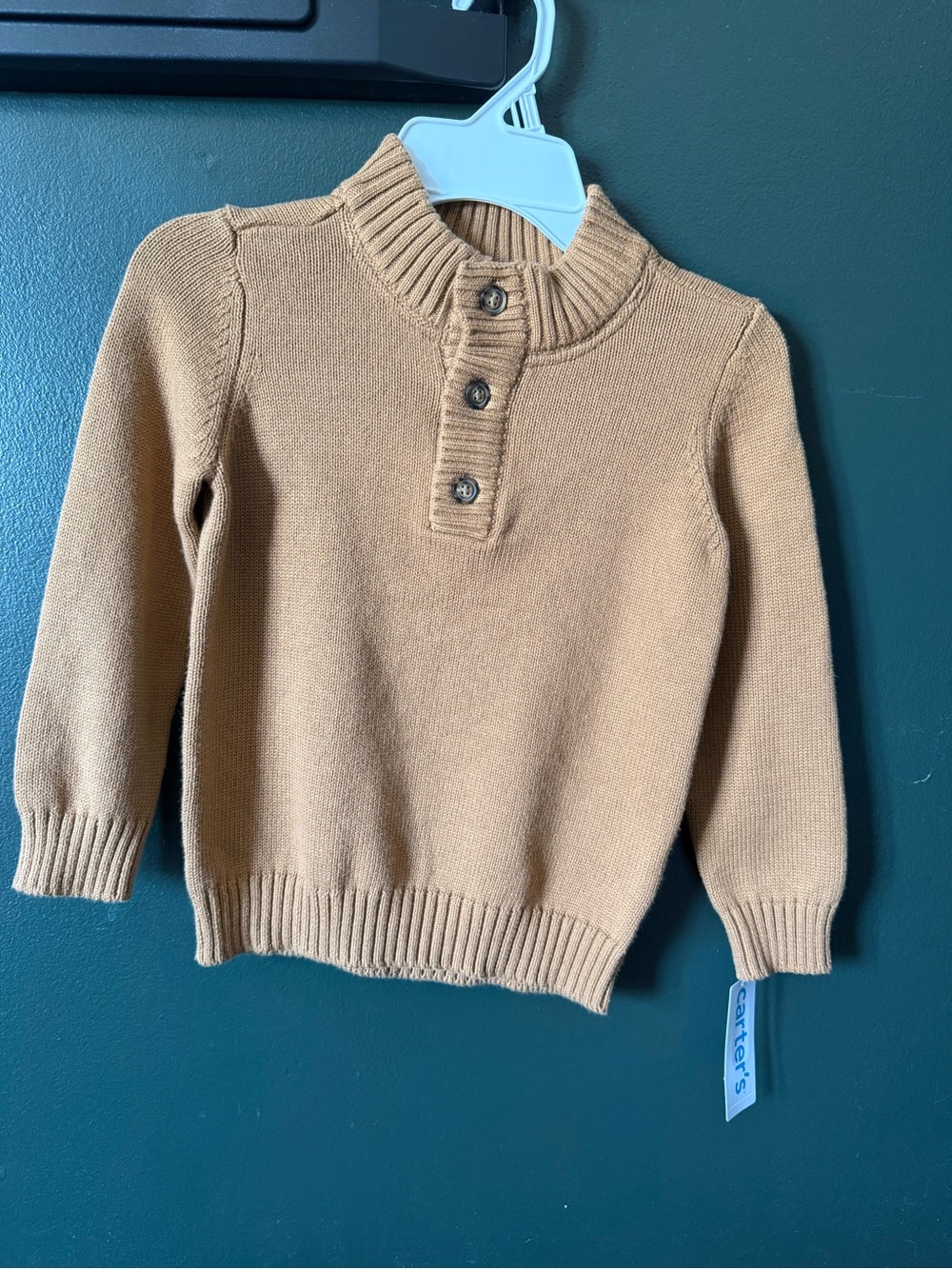 Carter's Camel/Tan Button-Neck Knit Sweater